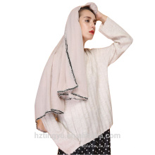 Luxus Quaste Hijab islamische Baumwolle europäischen Stil Schals Pom Pom Frauen Schal Quasten Schals